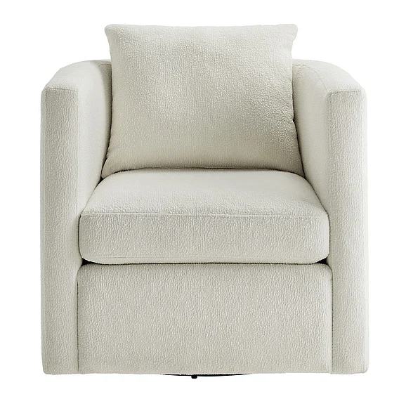 Comfort Pointe Sheldon Ivory Performance Fabric Swivel Barrel Chair 8309-05