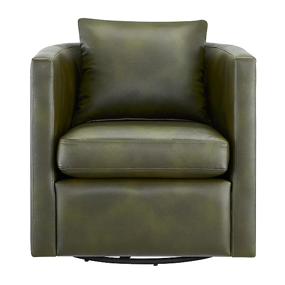 Comfort Pointe Sheldon Fern Green Faux Leather Swivel Barrel Chair 8309-33