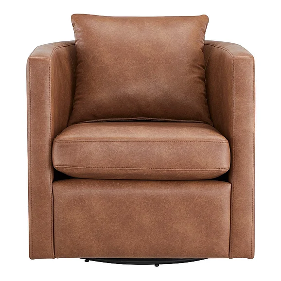 Comfort Pointe Sheldon Saddle Faux Leather Swivel Barrel Chair 8309-56