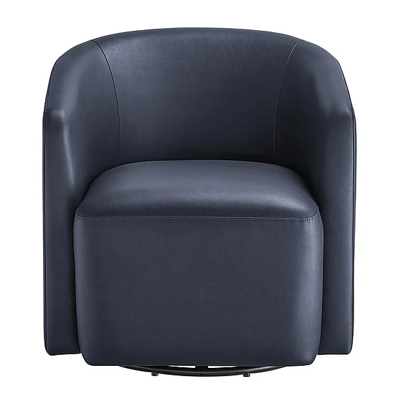 Comfort Pointe Amhurst Midnight Blue Faux Leather Swivel Barrel Chair 8310-14