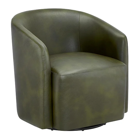 Comfort Pointe Amhurst Fern Green Faux Leather Swivel Barrel Chair 8310-33