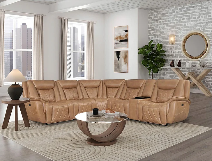 Corinthian Jordan 6pc Sectional Set in Montana-Camel FGC83106 6PC ICE