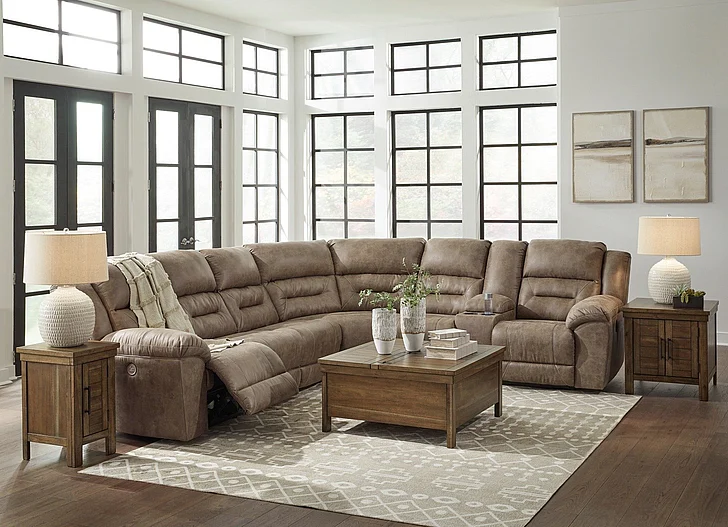 Ravenel 4-Piece Power Reclining Sectional with Console in Fossil