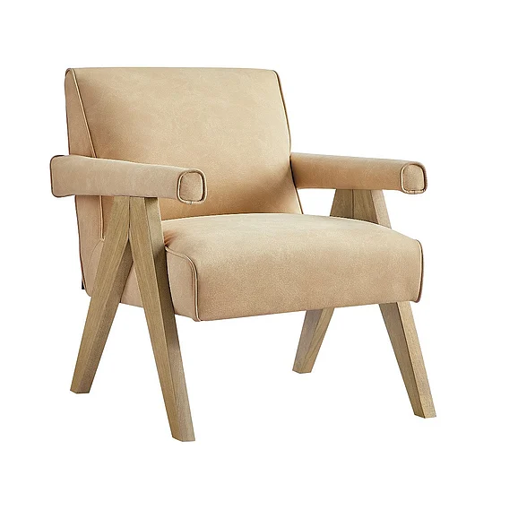 Comfort Pointe Navassa Modern Faux Leather Arm Chair - Sand 8319-05