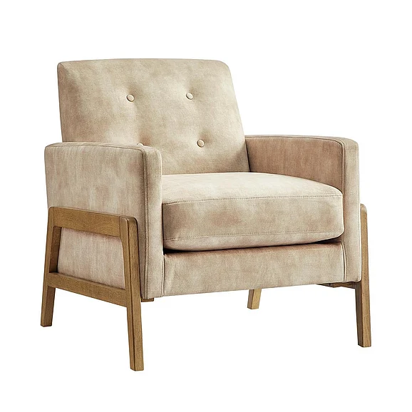 Comfort Pointe Macon Wood Arm Tufted Back Accent Chair - Sand 8320-05