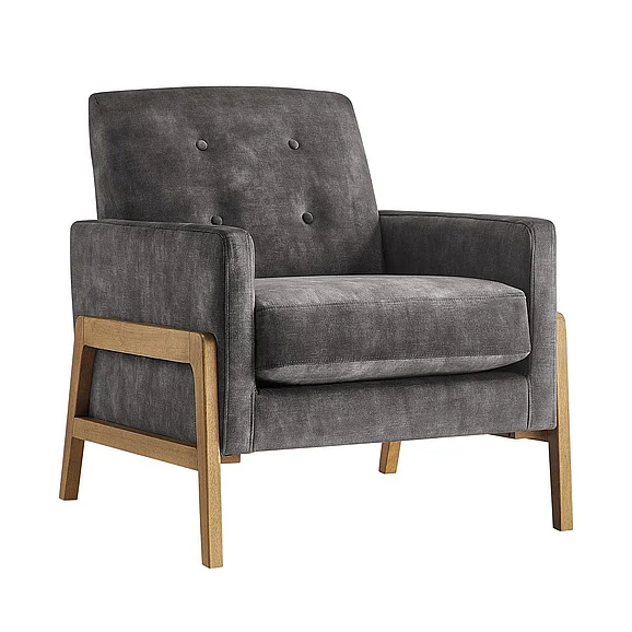 Comfort Pointe Macon Wood Arm Tufted Back Accent Chair - Coal 8320-51