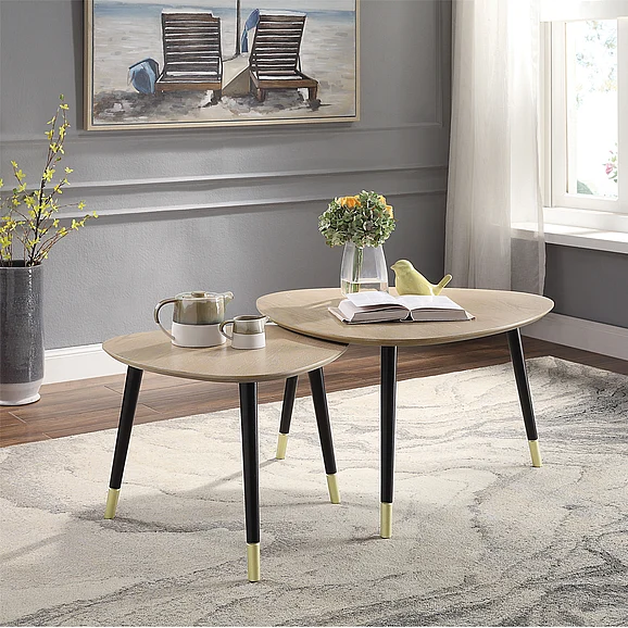ACME Allison Nesting Table Set in Natural & Black Finish 83230