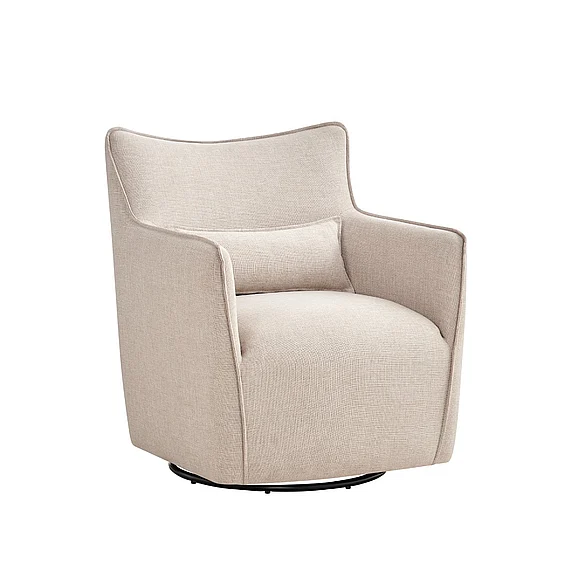 Comfort Pointe Alegre Swivel Accent Chair with Matching Lumbar Pillow - 360° Swivel Base - Sand 8324-05