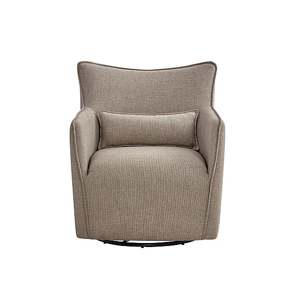 Comfort Pointe Alegre Swivel Accent Chair with Matching Lumbar Pillow - 360° Swivel Base - Mushroom 8324-43