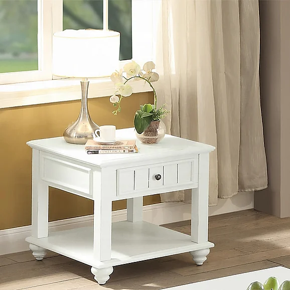 ACME Natesa End Table in White Washed 83327
