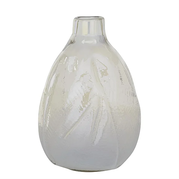 UMA White Glass Handmade Blown Decorative Vase, 11" x 11" x 16" | 83372 CLOSEOUT