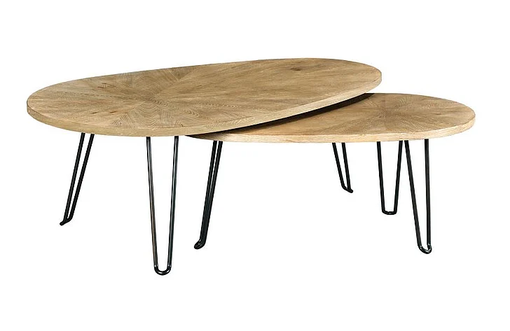Hammary Oblique Bunching Cocktail Table in Wirebrushed Natural 834-913