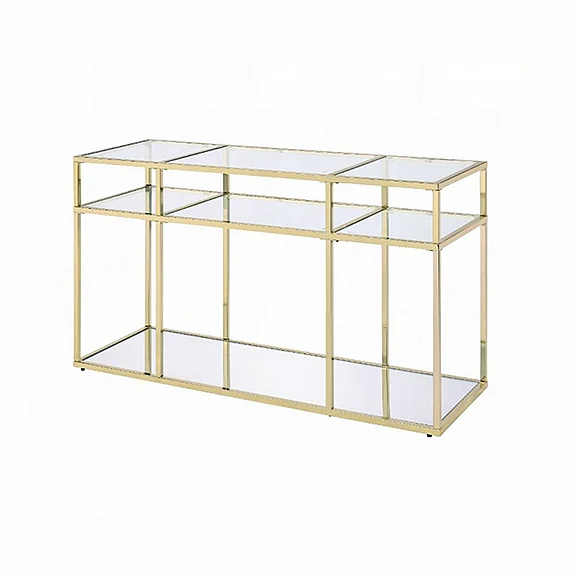 ACME Uchenna Sofa Table in Clear Glass and Gold 83473