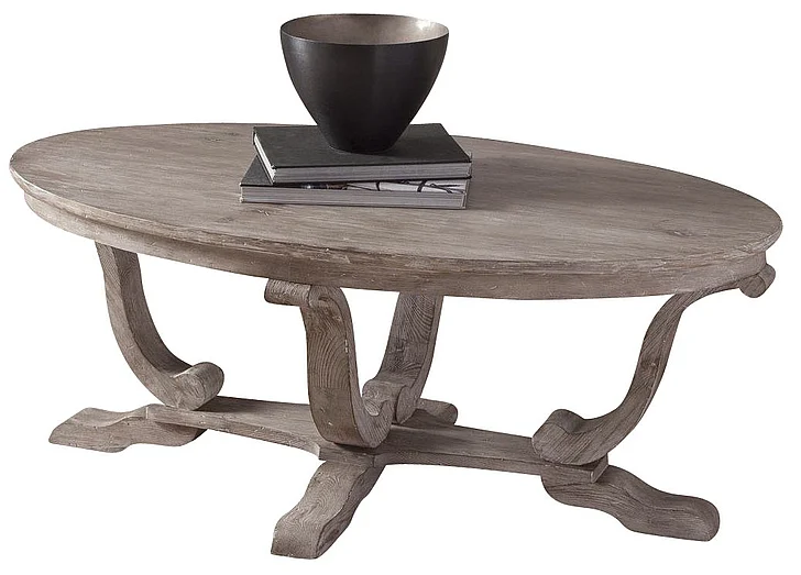 Liberty Furniture Greystone Mill Oval Cocktail Table in Stone White 154-OT1010