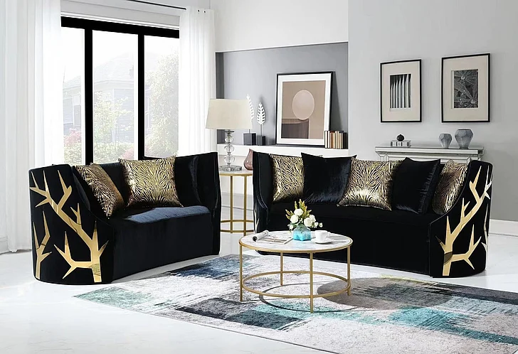 Massa Gallery Kaiser 2pc Living Room Set in Black