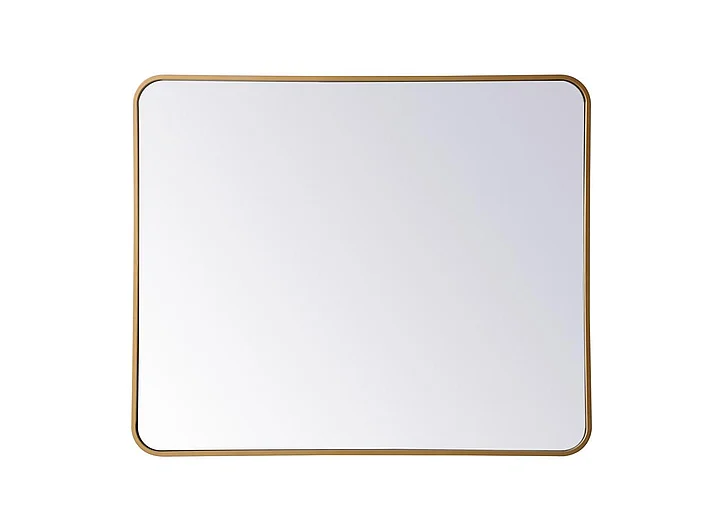 Elegant Soft Corner Metal Rectangular Mirror 30X36 In. in Brass MR803036BR