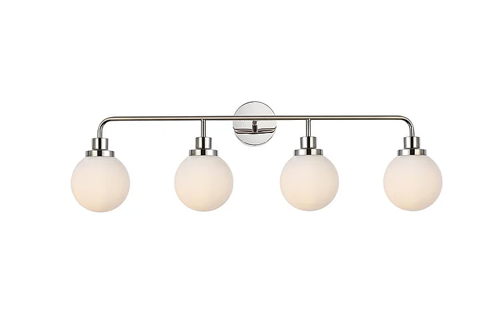 Elegant Hanson 4 Lights Bath Sconce in Polished Nickel with Frosted Shade LD7036W38PN