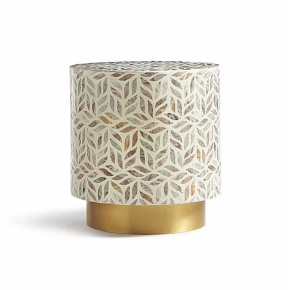 Maitland-Smith Toranto Stone Side Table in Gold 8374-32
