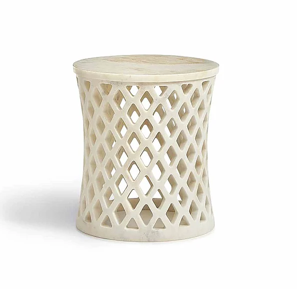Maitland-Smith Diamond Side Table in White 8375-32