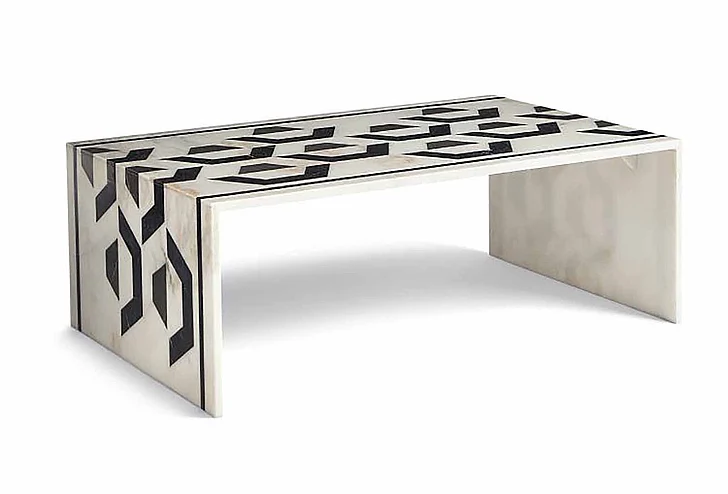 Maitland-Smith Morgan Cocktail Table in White 8378-33 CLOSEOUT