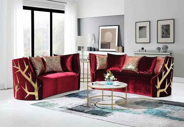 Massa Gallery Kaiser 2pc Living Room Set in Red
