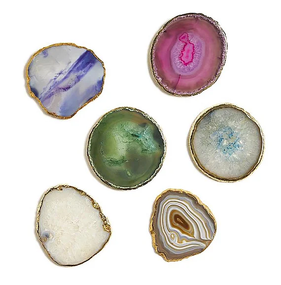 Maitland-Smith Agate Coasters with Gold Trim 8380-12 CLOSEOUT