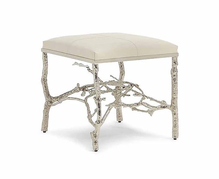 Maitland-Smith Twig Ottoman in Silver 8395-42 CLOSEOUT