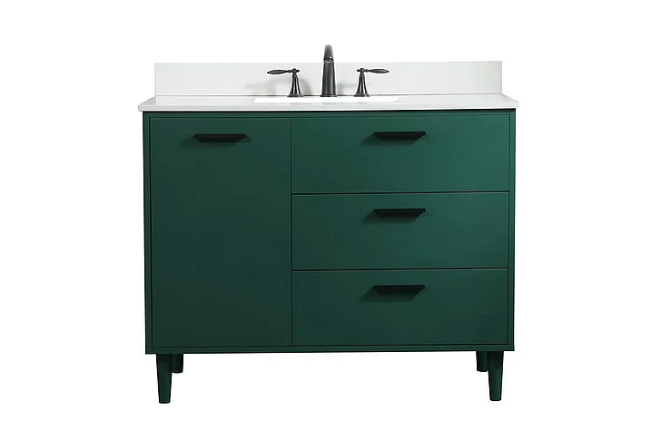 Elegant 42 In. Bathroom Vanity in Green with Backsplash VF47042MGN-BS CLOSEOUT