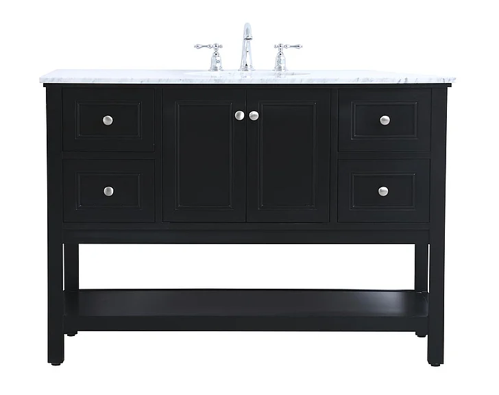 Elegant 48 In. Single Bathroom Vanity Set in Black VF27048BK