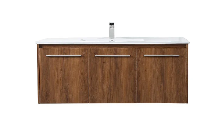 Elegant 48 In. Single Bathroom Floating Vanity in Walnut Brown VF44048WB CLOSEOUT