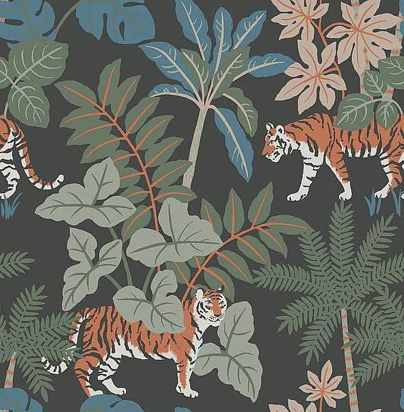 York A-Street Prints Caspian Grey Jungle Prowl Wallpaper (Double Roll) 4146-27250