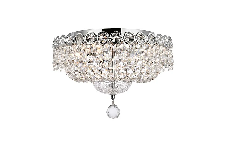 Elegant Century 4 Light Chrome Flush Mount Clear Royal Cut Crystal V1900F14C/RC