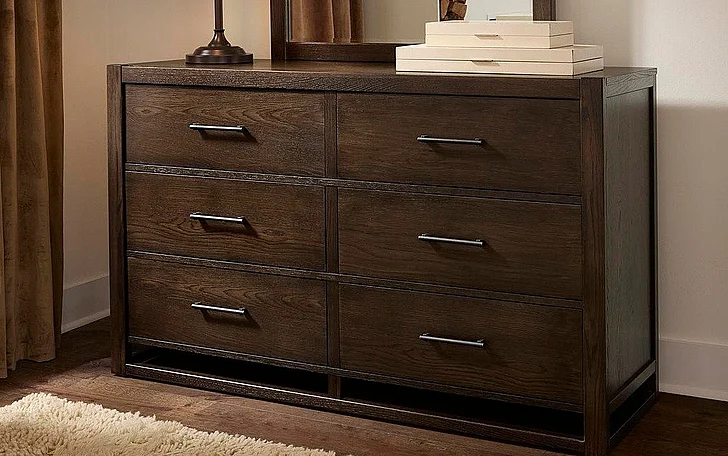 Vaughan-Bassett Lodge & Loft 6 Drawer Dresser in Dark Oak 840-002