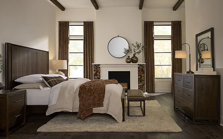 Vaughan-Bassett Lodge & Loft 2pc Radius Poster Bedroom Set in Dark Oak 840
