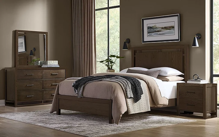 Vaughan-Bassett Lodge & Loft 2pc Floating Panel Bedroom Set in Dark Oak 840