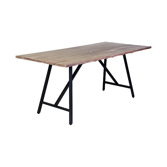 Armen Living Koala Outdoor Light Eucalyptus and Metal Rectangle Dining Table 840254332300
