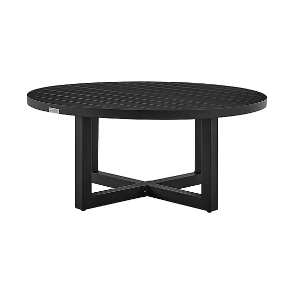 Armen Living Menorca Outdoor Round Coffee Table in Black LCMQRCOTBLK