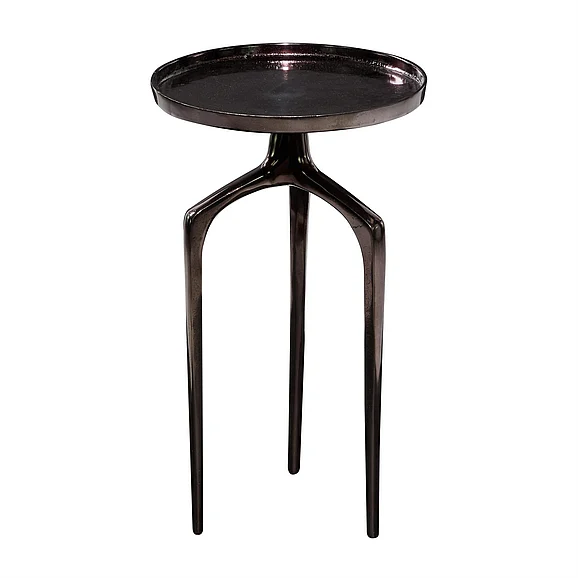 UMA Black Aluminum Metal Tray Inspired Side End Accent Table with 3 Tripod Legs, 13" x 13" x 22" | 84041