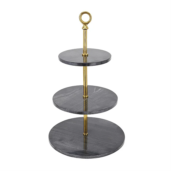 UMA Gray Marble 3 Level Tiered Server with Gold Post, 14" x 14" x 27" | 84090 CLOSEOUT