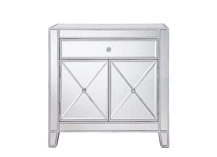 Elegant 1 Drawer 2 Doors Cabinet 28 In. x 13-1/4 In. x 28-1/4 In. in Silver Paint MF6-1034