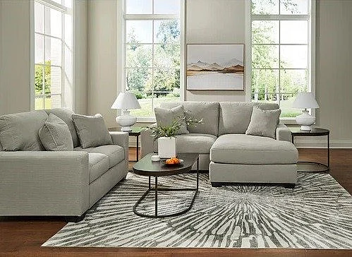Ashley Furniture Ammon 3pc Sofa Chaise Living Room Set in Smoke