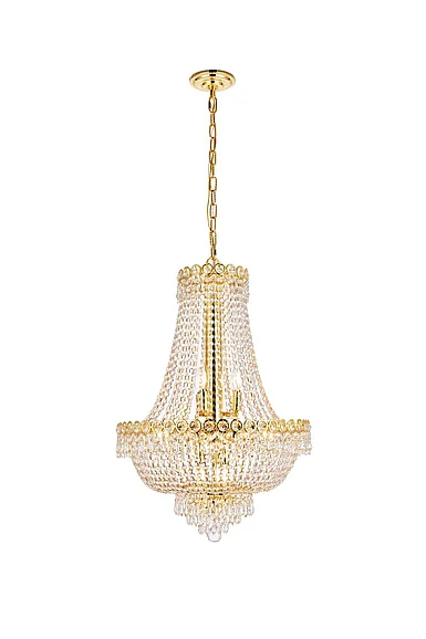 Elegant Century 12 Light Gold Chandelier Clear Royal Cut Crystal V1900D20G/RC