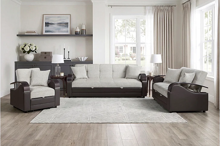 Homelegance Hybrid 2pc Living Room Set in Dark Brown/Beige