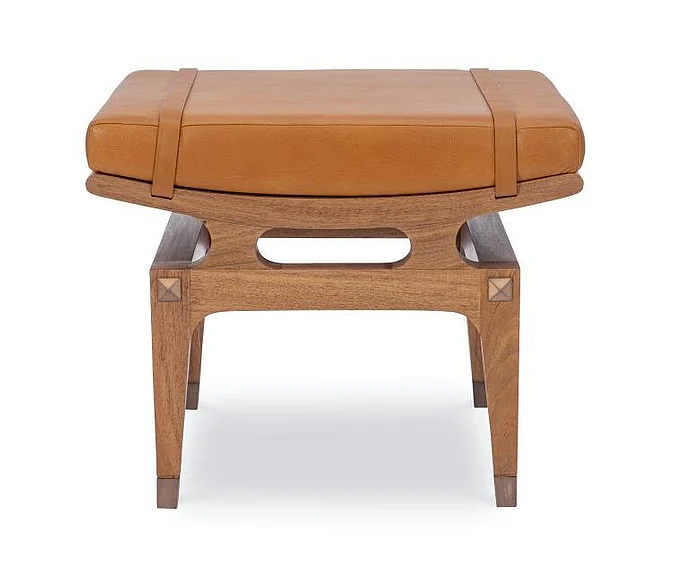 Maitland Smith Saddle Back Ottoman in Camel 8435-43