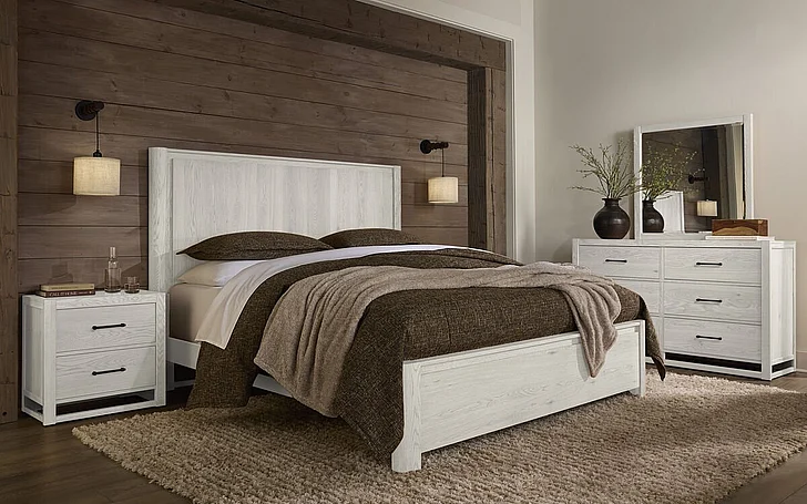 Vaughan-Bassett Lodge & Loft 2pc Radius Poster Bedroom Set in Soft White 844