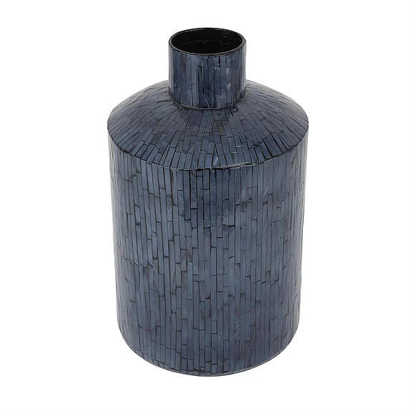UMA CosmoLiving by Cosmopolitan Blue Mother of Pearl Shell Handmade Decorative Vase, 10" x 10" x 18" | 84489 CLOSEOUT