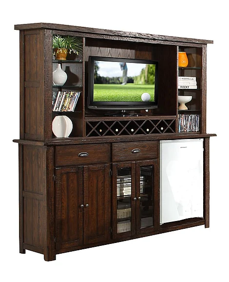 ECI Furniture Gettysburg Bar with Entertainment Hutch in Dark Distressed 1475-05-EBB-EH