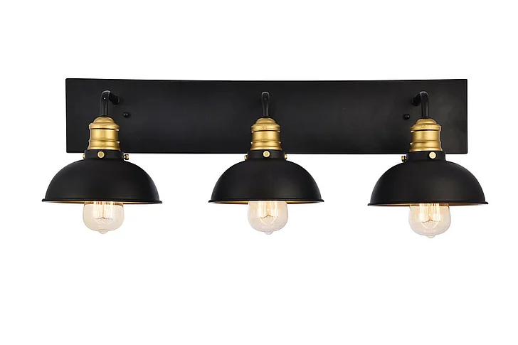 Elegant Anders Collection Wall Sconce D27 H8.3 LT:3 Black and Brass Finish LD8004W27BK