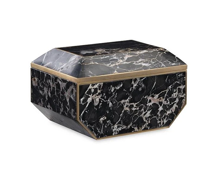 Maitland-Smith Large Brass and Golden Portoro Box 8477-11