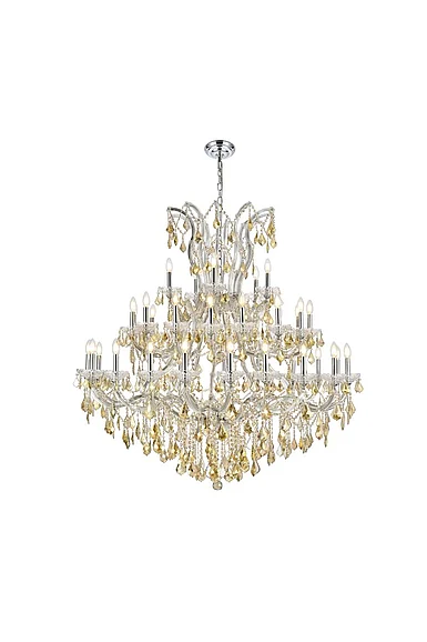 Elegant Maria Theresa 41 Light Chrome Chandelier Golden Teak (Smoky) Royal Cut Crystal 2800G52C-GT/RC